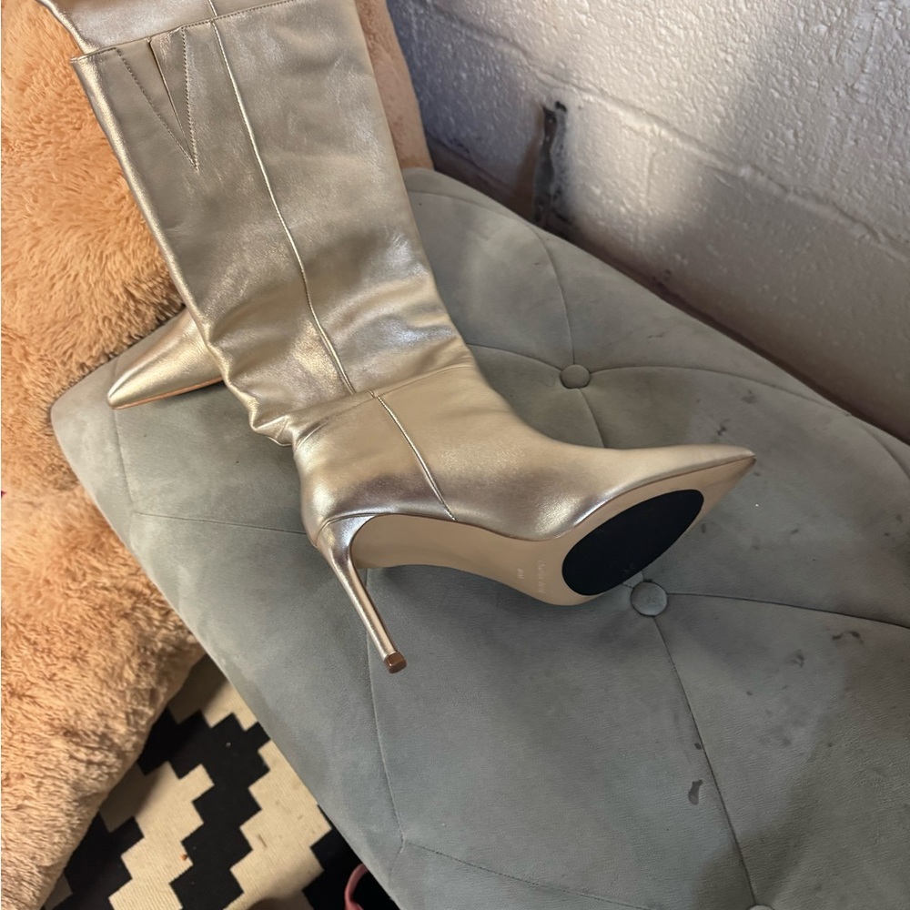 Charles David Shiny Gold Heeled Boots